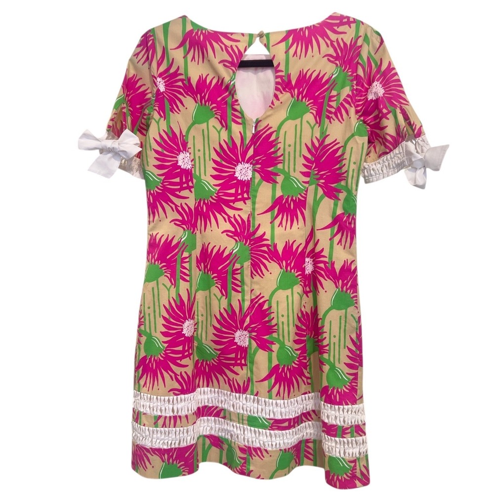 Lilly Pulitzer Coastal Chic Resortcore Floral Shift Dress Size 2 Lace Trim FLAW - Picture 4 of 12